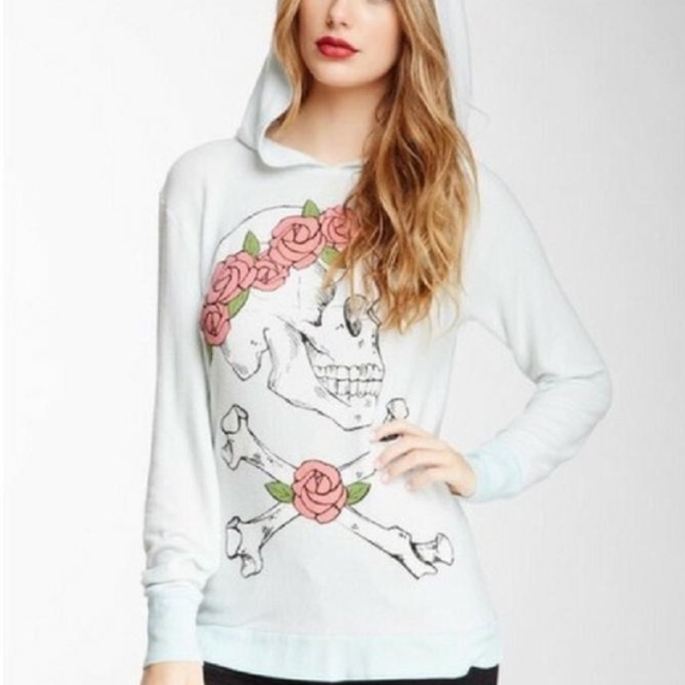 Wildfox Deadhead Skull 💀🌹 Gypsy Hoodie Small